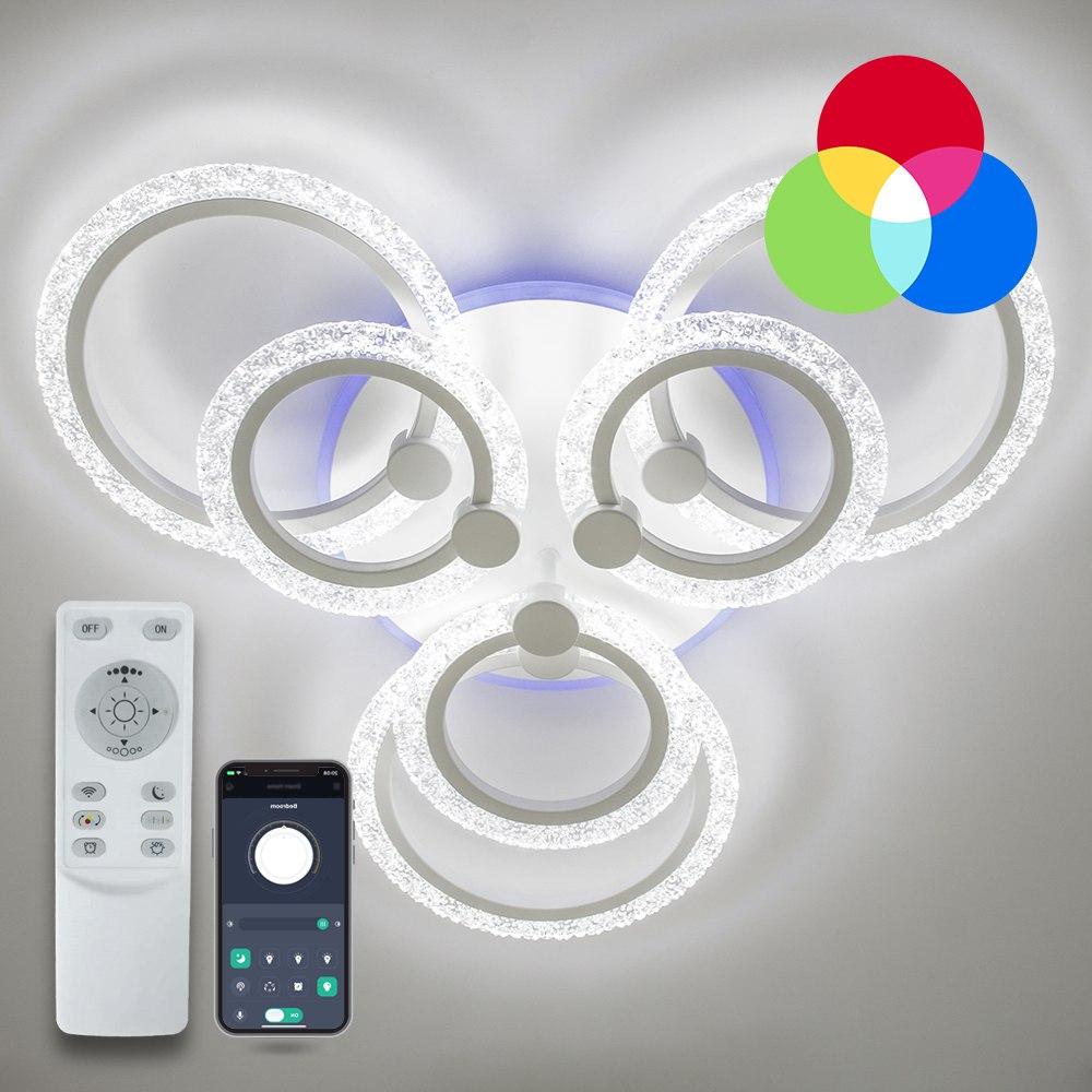 Люстра світлодіодна з пультом ДУ до 18 м2 біла LUMINARIA LILY RGB 100W 7R WHITE/CLEAR, фото 1