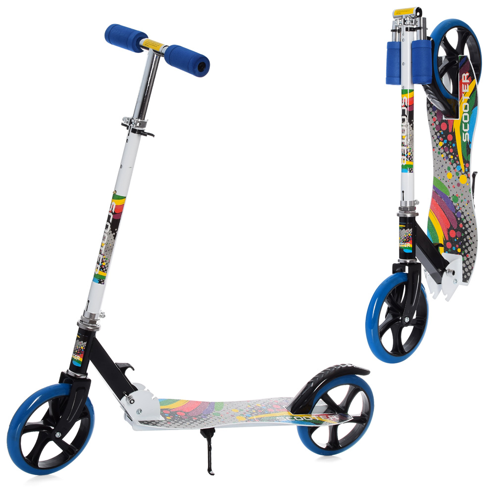 Самокат двоколісний складаний iTrike SR 2-050-1-WBL, біло-синій, фото 1