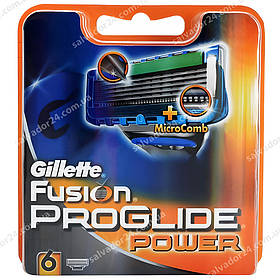 Gillette Fusion Proglide Power 6 шт. в пакованні змінні касети для гоління, оригінал, Німеччина