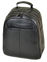 Молодежный рюкзак черный кожаный Bretton рюкзак на два отделения легкий рюкзак городской удобный