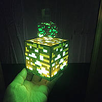 Нічник  Майнкрафт  USB Куб блок LED My World Minecraft‌ 7,5 см смарагд ізумруд СУПЕР