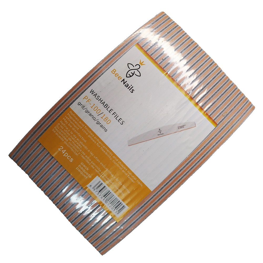 Пилка для нігтів Bee Nails, 100/180, півмісяць, упаковка 24 шт, фото 1