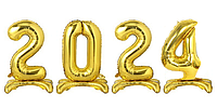 Фольговані надувні кульки на підставці 2024 Золото | Випускний