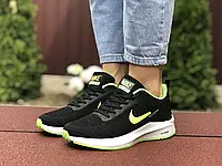 Женские кроссовки Nike Найк Flyknit Lunar 3, сетка, пена, черные с салатовым 38