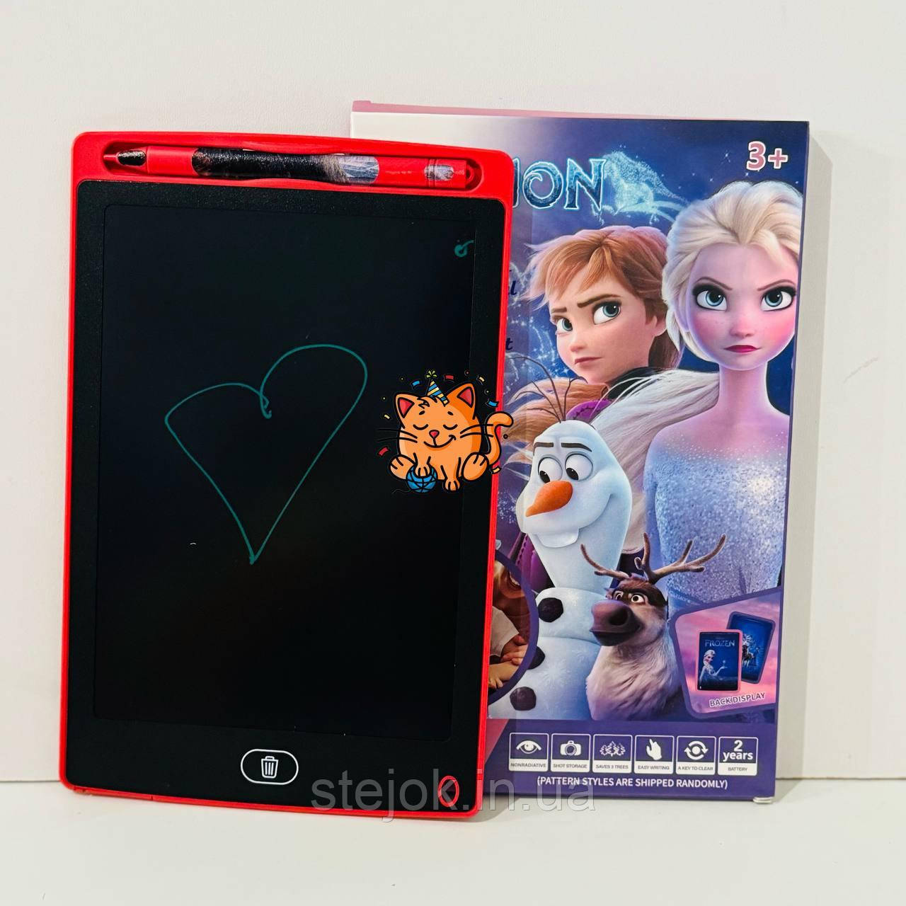 Дитячий планшет для малювання Крижане Серце, LCD екран 8,5 дюйма, стилус, дошка для малювання, фото 1