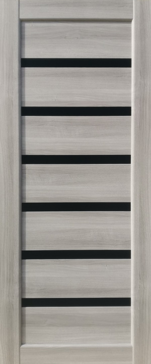 Міжкімнатні двері KDF LIBERTI Бристоль чорне скло ПВХ Вільха Норвезька (600)