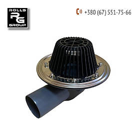 Водоприймальна воронка для тераси, горизонтальний випуск DN75, притискний фланець, калапан від запаху