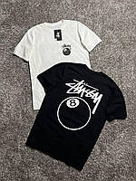 Мужская черная футболка хлопковая однотонная с принтом Stussy , Черная хлопковая мужская футболка с принтом