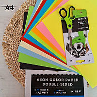 Папір кольоровий А4 Kite Dogs 10арк.(5 неон+5 звич) двосторонній  Неоновий папір Двосторонній папір