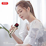 Караоке колонка система XO F42 Dazzling RGB з бездротовим мікрофоном блакитна, фото 7
