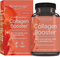 ReserveAge Nutrition, Collagen Booster, Підсилювач Колагену, з гіалуроновою кислотою та ресвератролом, 60 капсул. Зроблено в США.