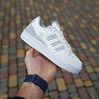 Женские кроссовки Adidas Адидас Forum LOW, белые с серым. 36