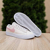 Женские кроссовки Nike Найк Blazer low, бежевые с розовым .37