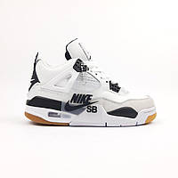 Женские кроссовки Nike Найк Air Jordan 4 SB, белые с черным. 36