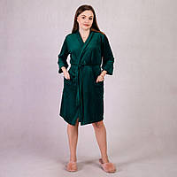 Велюровий халат зелений однотонний із запахом для майбутніх і годуючих мам 46-56 р