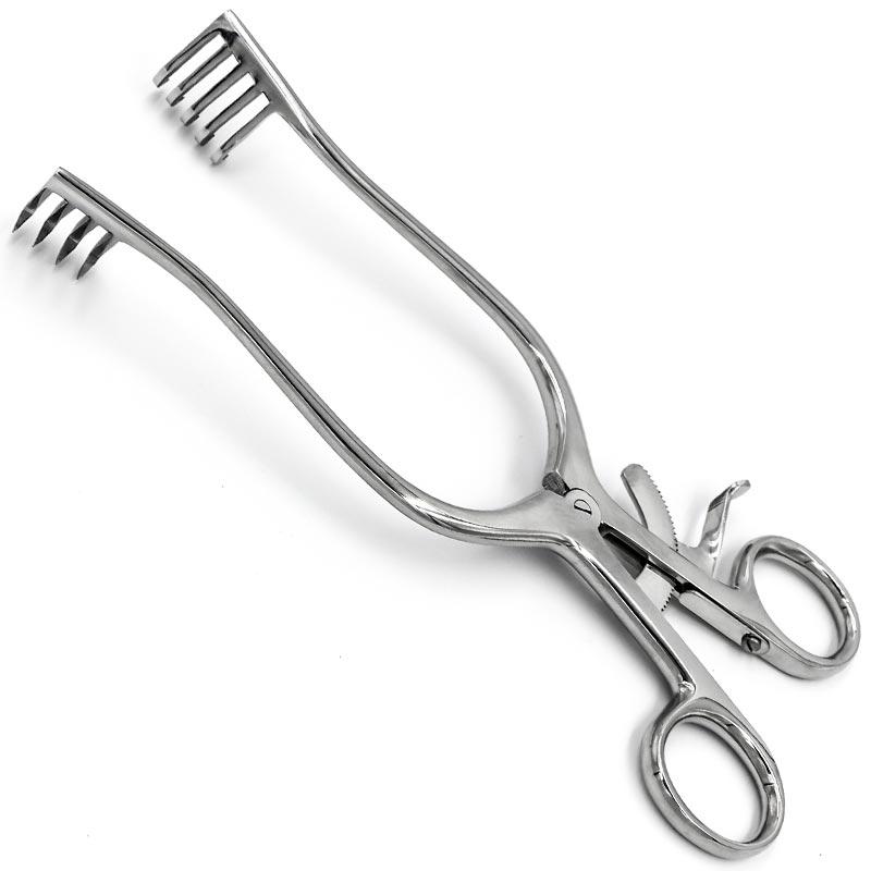 Ранорозширювач гострий з кремальєрою, 5х4 зубця, 200 мм по Адсона (Adson), фото 1