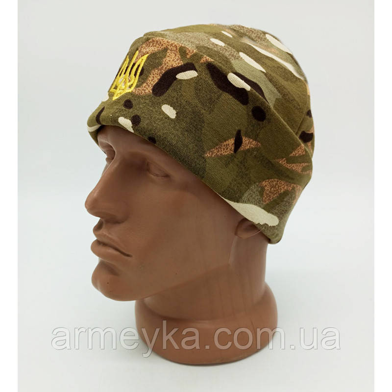 Шапка легка (підшоломник) з вишивкою тризуб multicam бавовна UA