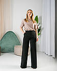 Жіночі брюки палаццо Анталія чорні, стильні широкі штани із завищеною талією, фото 4