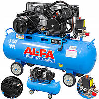 Компрессор AL-FA ALC100-2 : 3.8 кВт - 100 л. | 2-x поршневый масляный
