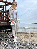 Костюм жіночий стильний жакет і брюки льон меланж, фото 10