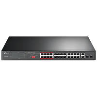 Комутатор TP-Link TL-SL1226P 24xFE (24xPoE), 2xSFP, 250Вт, Некерований (TL-SL1226P)