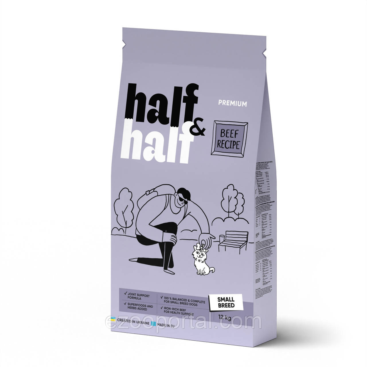 Сухий корм Half&Half для дорослих собак маленьких порід із яловичиною 12кг