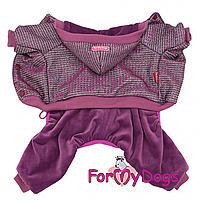 Велюровий комбінезон для собак For My Dogs Блискучий, переливний верх, утеплений, фіолетовий