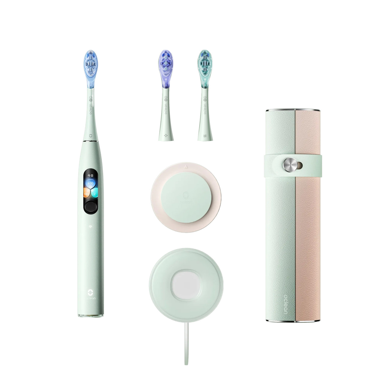 Розумна зубна електрощітка Oclean X Ultra Set (з дисплеєм OLED) біло зелена