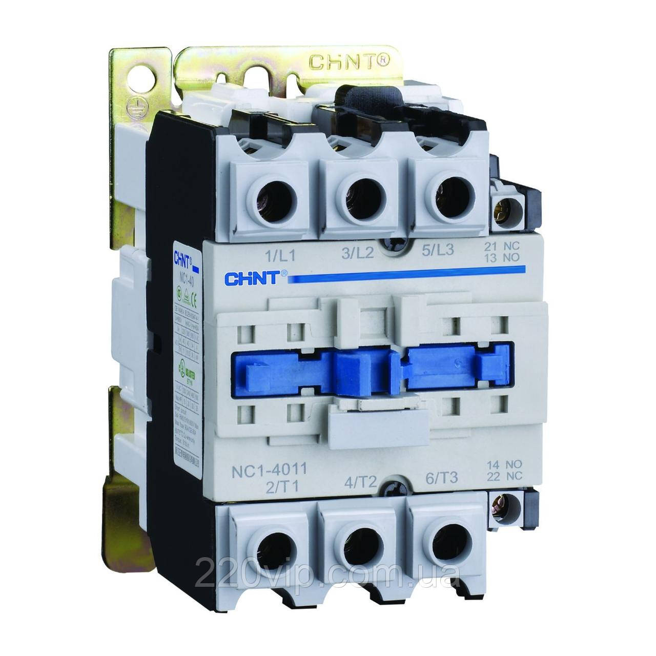 Контактор CHINT 40A NC1-4011 400V 50/60Hz 1NO+1NC, 222286 однофазний магнітний пускач, пушкорегулювальний, фото 1
