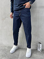 Чоловічі джинси МОМ синього кольору, щільний джинс