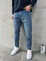Чоловічі джинси синього кольору, щільний джинс.