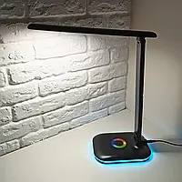 Світлодіодний настільний світильник з регулюванням кольору світіння, яскравості  та  RGB підсвічуванням Feron DE1729 чорний