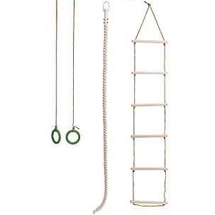 Навісний набір дитячий на шведську стінку (кільця, канат, сходи), фото 1