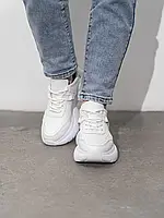 Белые кожаные кроссовки с грубой подошвой, размер 36