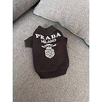 Брендовый свитер для собак PRADA с логотипом на спине белого цвета, черный