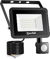Охранные фонари Spurleh 30 Вт, наружный датчик движения, дневной свет, 3000 люмен, белый, высокая яркость