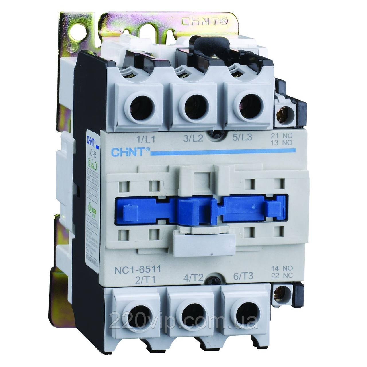 Контактор CHINT 65A NC1-6511 230 V 50/60Hz 1NO+1NC, 222713 однофазний магнітний пускач, пушкорегулювальний