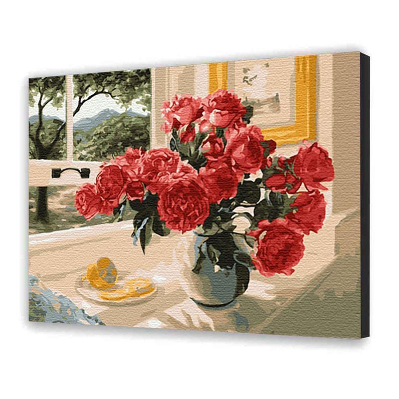 Картина за номерами "Червоні троянди" розмір 40 х 50 см, код 12115