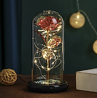 Вічна скляна троянда в колбі на батарейках з LED підсвічуванням Червоний подарунок для дівчини на Різдво ТОП_LCH