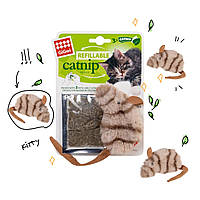 Игрушка для кошек Мышка с кошачьей мятой GiGwi Catnip, искусственный мех, кошачья мята, 10 см