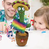 Интерактивная игрушка танцующий поющий кактус Dancing Cactus аккумуляторный от USB плей-лист украинских песен