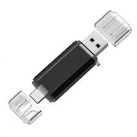 64GB флешка двусторонняя USB 3.1 + Type-C, 135/78 мБ чтение / запись, черная, флеш память накопитель OTG