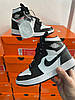 Кросівки Nike Air Jordan 1 Retro high Black White взуття Найк Аір Джордан чорно-білі високі жіночі чоловічі підліткові, фото 9
