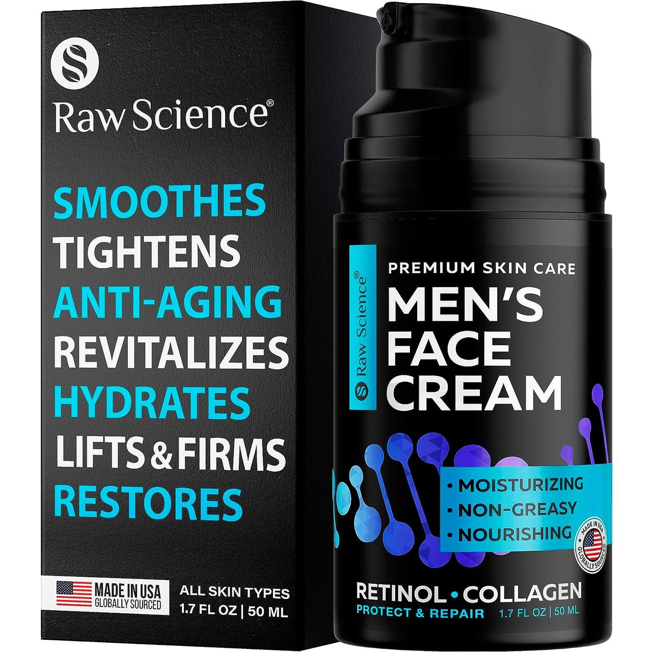 Антивіковий зволожувальний крем Raw Science Men's Face Cream 50 мл