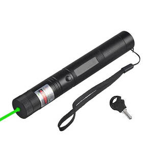 Лазер зелений 100мВт 532нМ, лазерна указка Laser 303 з блокуванням, насадка