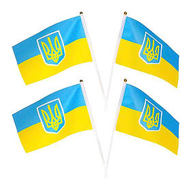 Прапор України з Гербом (20шт в упаковці) 20*28см, Синьо-жовтий