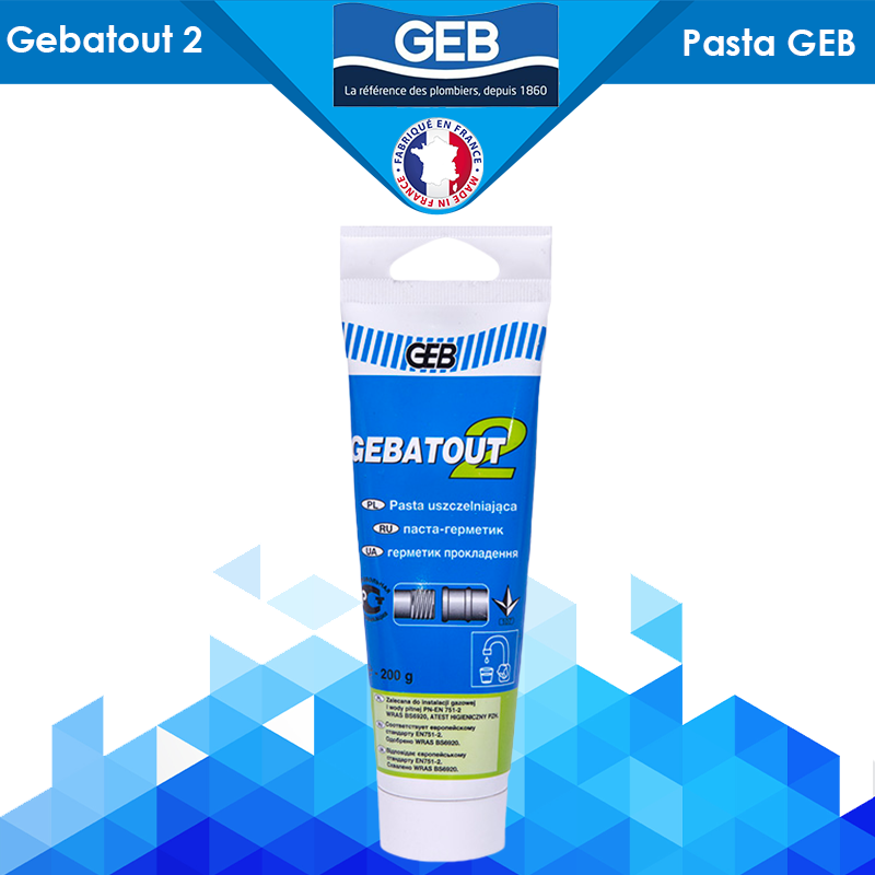 Паста-герметик для пакування металевих нарізних з'єднань Gebatout 2 GEB тюбик 200 г, фото 1