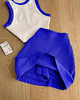 Женский летний костюм топ с юбкой-шортами из ткани мелкий рубчик размеры XS-L