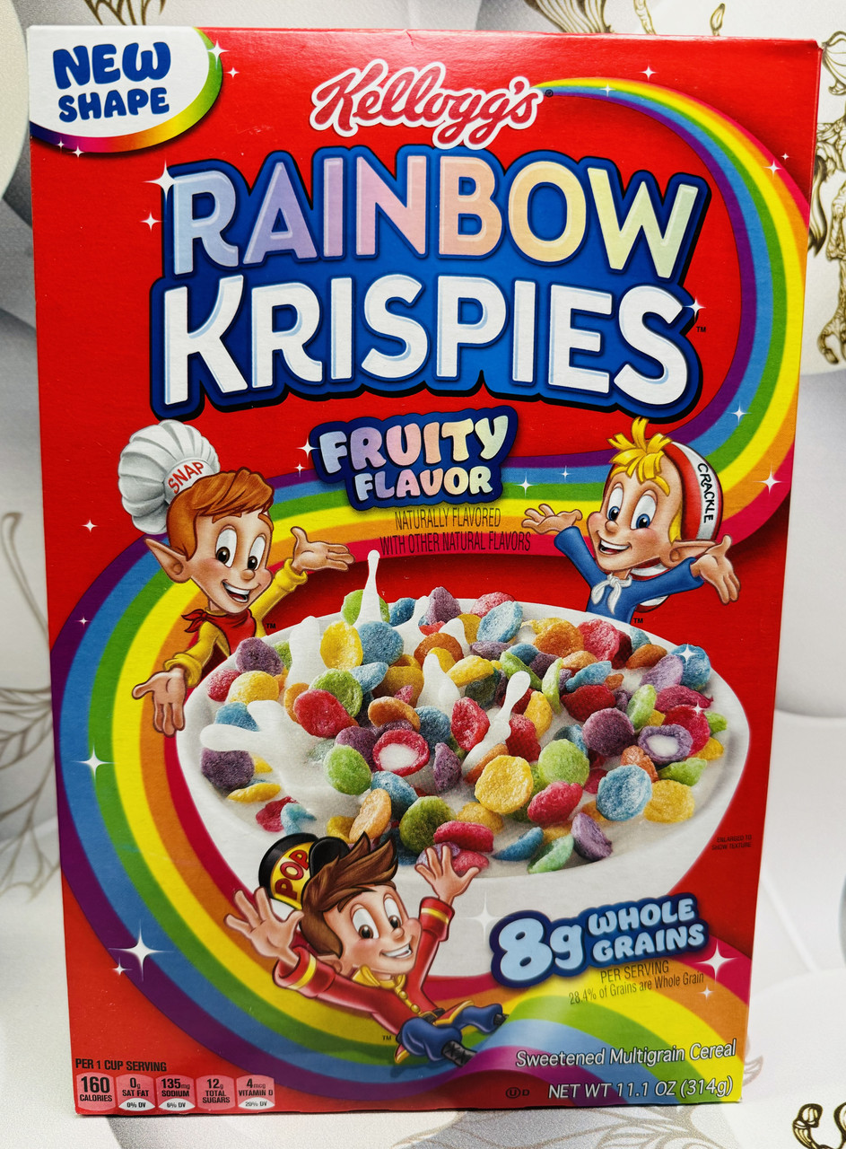 Сухий сніданок Kellogg's Rainbow Krispies кольорові рисові пафси