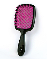 Масажний гребінець для волосся щітка продувна Superbrush Plus Чорний з рожевим